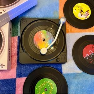 (NEW)Retro Record Coasters (Set of 4) Drink Coasters Vintage Inspired Great Gift